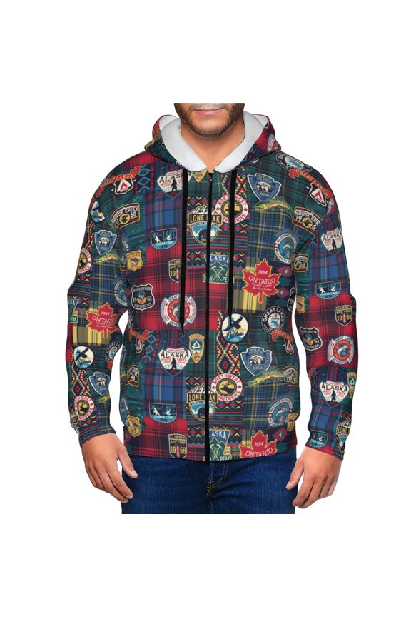 Zip Up Hoodies for Men - Adventure Camping Badge Long Sleeve Comfrt Men'S Fashion Hoodies & Sweatshirts, Jackets for Men Hoodies Pullover Clothing Clothes with Pouch