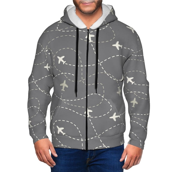 Zip Up Hoodies for Men - Airplane Routes Around The World Long Sleeve Comfrt Men'S Fashion Hoodies & Sweatshirts, Jackets for Men Hoodies Pullover Clothing Clothes with Pouch