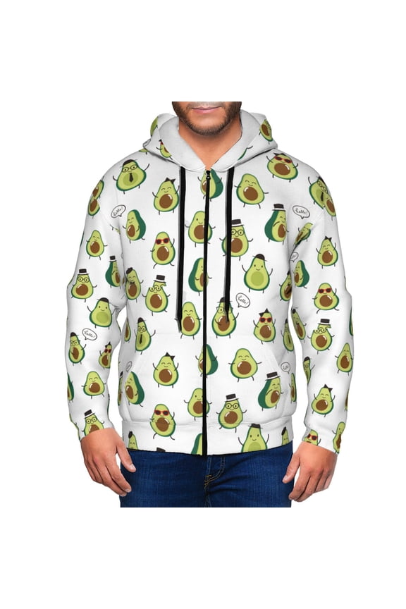 Zip Up Hoodies for Men - Avocado Friends Long Sleeve Comfrt Men'S Fashion Hoodies & Sweatshirts, Jackets for Men Hoodies Pullover Clothing Clothes with Pouch