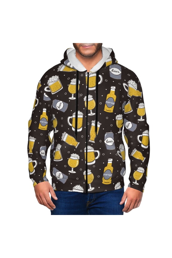 Zip Up Hoodies for Men - Beer In A Bottle Long Sleeve Comfrt Men'S Fashion Hoodies & Sweatshirts, Jackets for Men Hoodies Pullover Clothing Clothes with Pouch