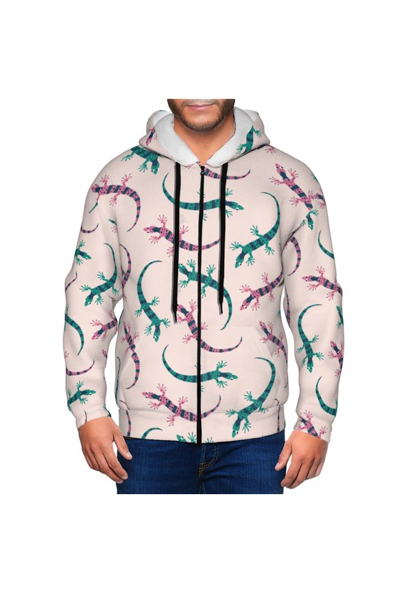 Zip Up Hoodies for Men - Bohemian Cute Lizard Gecko_A Long Sleeve Comfrt Men'S Fashion Hoodies & Sweatshirts, Jackets for Men Hoodies Pullover Clothing Clothes with Pouch