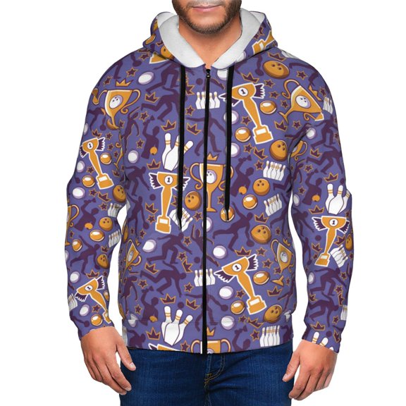 Zip Up Hoodies for Men - Bowling Game Long Sleeve Comfrt Men'S Fashion Hoodies & Sweatshirts, Jackets for Men Hoodies Pullover Clothing Clothes with Pouch