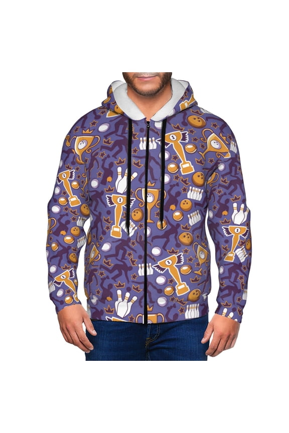Zip Up Hoodies for Men - Bowling Game Long Sleeve Comfrt Men'S Fashion Hoodies & Sweatshirts, Jackets for Men Hoodies Pullover Clothing Clothes with Pouch