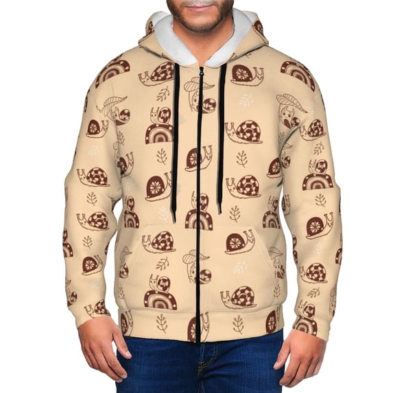 Zip Up Hoodies for Men - Brown Cartoon Snails Long Sleeve Comfrt Men'S Fashion Hoodies & Sweatshirts, Jackets for Men Hoodies Pullover Clothing Clothes with Pouch