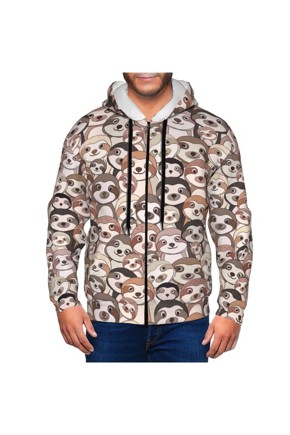 Zip Up Hoodies for Men - Brown Sloth Long Sleeve Comfrt Men'S Fashion Hoodies & Sweatshirts, Jackets for Men Hoodies Pullover Clothing Clothes with Pouch