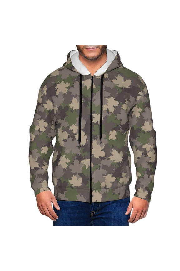 Zip Up Hoodies for Men - Camouflage maple Long Sleeve Comfrt Men'S Fashion Hoodies & Sweatshirts, Jackets for Men Hoodies Pullover Clothing Clothes with Pouch