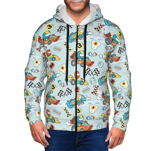 Zip Up Hoodies for Men - Cartoon Car Racing Long Sleeve Comfrt Men'S Fashion Hoodies & Sweatshirts, Jackets for Men Hoodies Pullover Clothing Clothes with Pouch