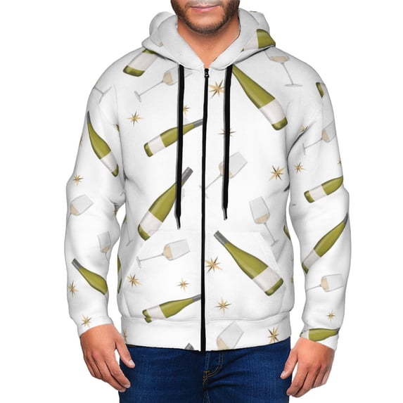 Zip Up Hoodies for Men - Cartoon Champagne Print Long Sleeve Comfrt Men'S Fashion Hoodies & Sweatshirts, Jackets for Men Hoodies Pullover Clothing Clothes with Pouch