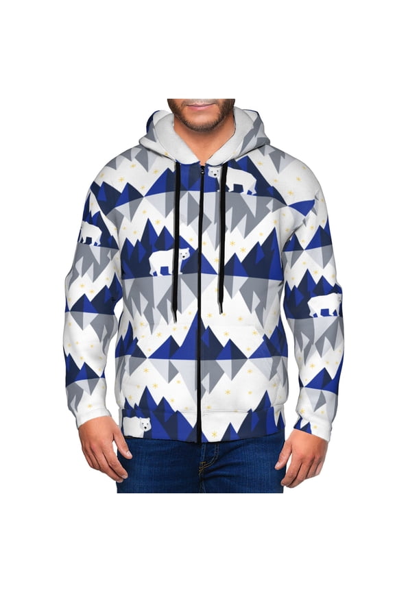 Zip Up Hoodies for Men - Cartoon Iceberg Polar Bear Long Sleeve Comfrt Men'S Fashion Hoodies & Sweatshirts, Jackets for Men Hoodies Pullover Clothing Clothes with Pouch