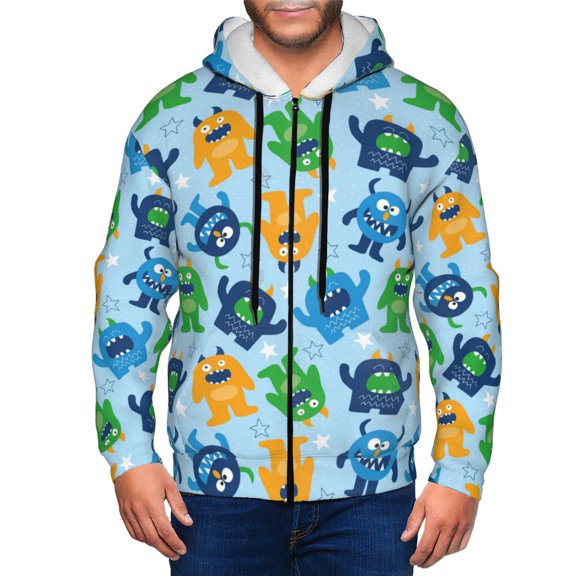 Zip Up Hoodies for Men - Cartoon Monster Long Sleeve Comfrt Men'S Fashion Hoodies & Sweatshirts, Jackets for Men Hoodies Pullover Clothing Clothes with Pouch
