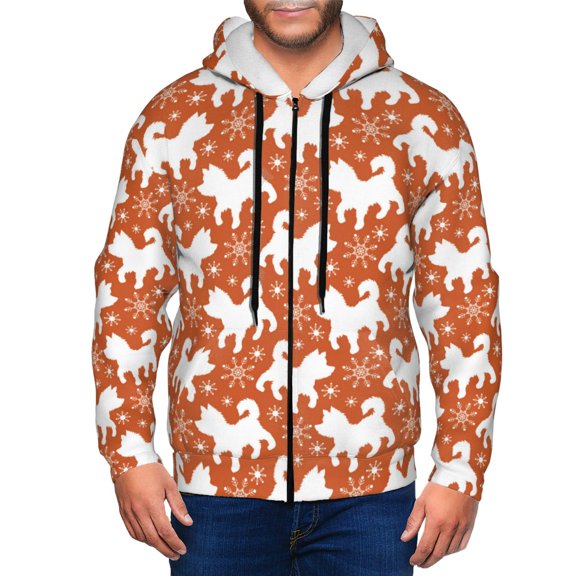 Zip Up Hoodies for Men - Christmas Snowflake Dog Long Sleeve Comfrt Men'S Fashion Hoodies & Sweatshirts, Jackets for Men Hoodies Pullover Clothing Clothes with Pouch