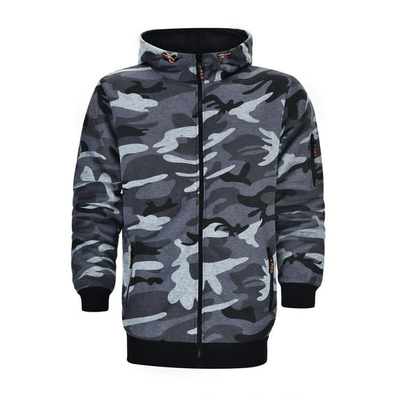 Zip Up Hoodies Men Classic Fit Long Sleeve Camo Hoodie with Pocket Fall Winter Casual Athleisure Hoodies for Men