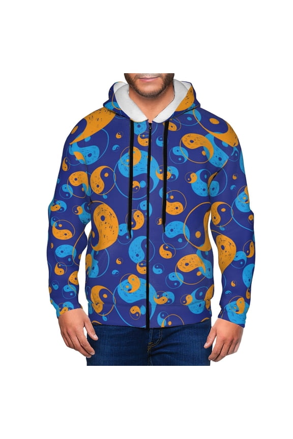 Zip Up Hoodies for Men - Colorful Yin Yang Long Sleeve Comfrt Men'S Fashion Hoodies & Sweatshirts, Jackets for Men Hoodies Pullover Clothing Clothes with Pouch