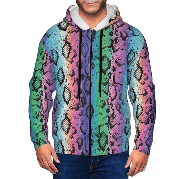 Zip Up Hoodies for Men - Colorful leopard print A Long Sleeve Comfrt Men'S Fashion Hoodies & Sweatshirts, Jackets for Men Hoodies Pullover Clothing Clothes with Pouch