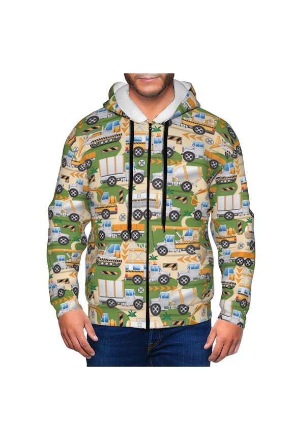 Zip Up Hoodies for Men - Construction Machinery1 Long Sleeve Comfrt Men'S Fashion Hoodies & Sweatshirts, Jackets for Men Hoodies Pullover Clothing Clothes with Pouch