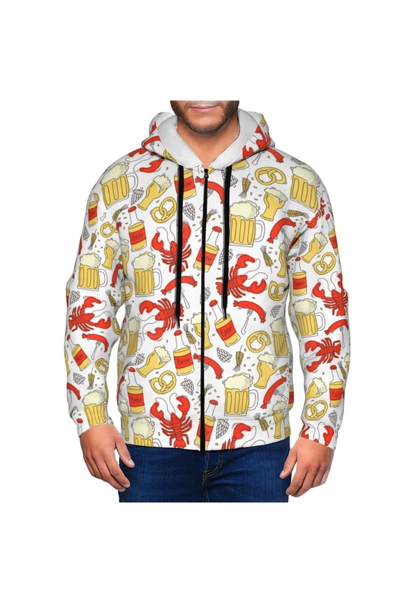 Zip Up Hoodies for Men - Crabs And Beer Long Sleeve Comfrt Men'S Fashion Hoodies & Sweatshirts, Jackets for Men Hoodies Pullover Clothing Clothes with Pouch