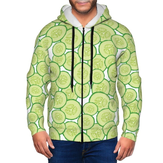 Zip Up Hoodies for Men - Cucumber slices Long Sleeve Comfrt Men'S Fashion Hoodies & Sweatshirts, Jackets for Men Hoodies Pullover Clothing Clothes with Pouch