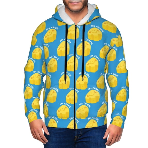 Zip Up Hoodies for Men - Cute Cheese Navy Long Sleeve Comfrt Men'S Fashion Hoodies & Sweatshirts, Jackets for Men Hoodies Pullover Clothing Clothes with Pouch
