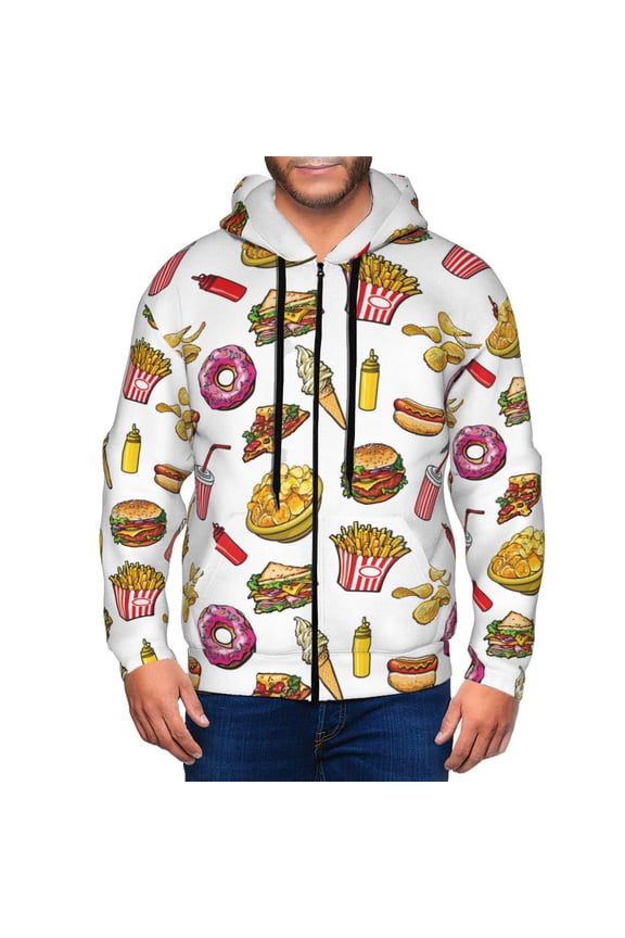 Zip Up Hoodies for Men - Cute Food Ketchup Potato Chips Long Sleeve Comfrt Men'S Fashion Hoodies & Sweatshirts, Jackets for Men Hoodies Pullover Clothing Clothes with Pouch