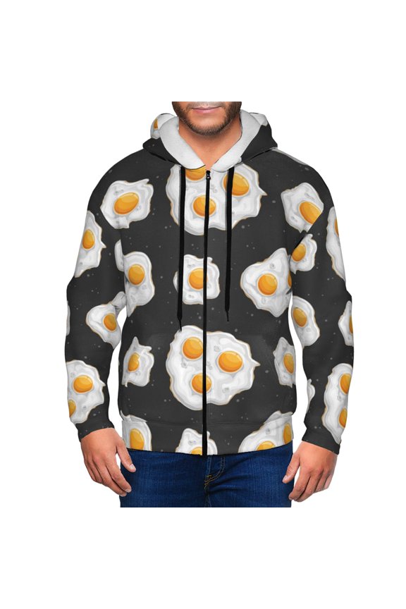 Zip Up Hoodies for Men - Cute Fried Egg Long Sleeve Comfrt Men'S Fashion Hoodies & Sweatshirts, Jackets for Men Hoodies Pullover Clothing Clothes with Pouch