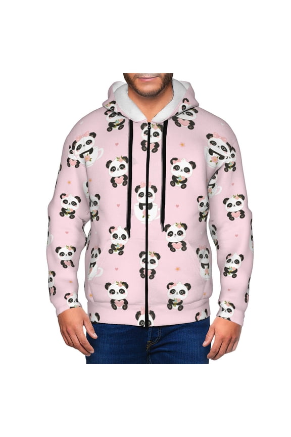 Zip Up Hoodies for Men - Cute Kawaii Panda Long Sleeve Comfrt Men'S Fashion Hoodies & Sweatshirts, Jackets for Men Hoodies Pullover Clothing Clothes with Pouch