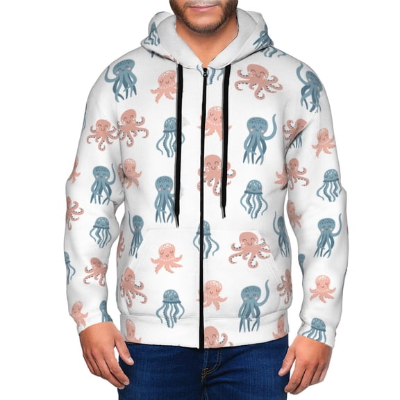 Zip Up Hoodies for Men - Cute Octopus Long Sleeve Comfrt Men'S Fashion Hoodies & Sweatshirts, Jackets for Men Hoodies Pullover Clothing Clothes with Pouch