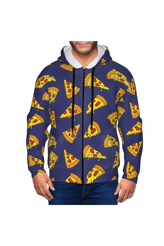 Zip Up Hoodies for Men - Cute Pizza Sausage Long Sleeve Comfrt Men'S Fashion Hoodies & Sweatshirts, Jackets for Men Hoodies Pullover Clothing Clothes with Pouch