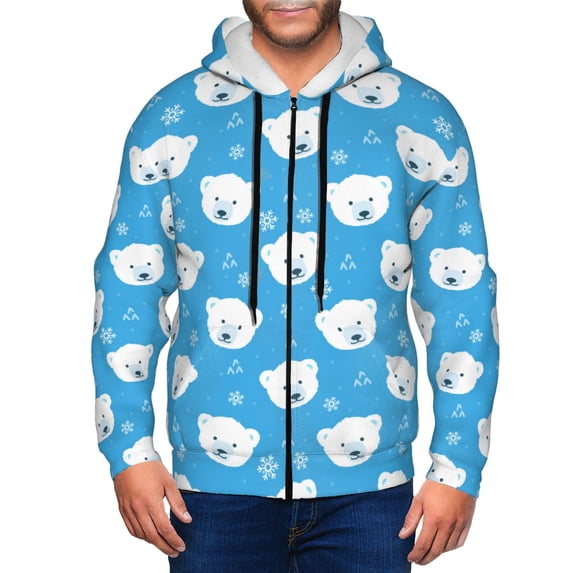 Zip Up Hoodies for Men - Cute Polar Bear Long Sleeve Comfrt Men'S Fashion Hoodies & Sweatshirts, Jackets for Men Hoodies Pullover Clothing Clothes with Pouch