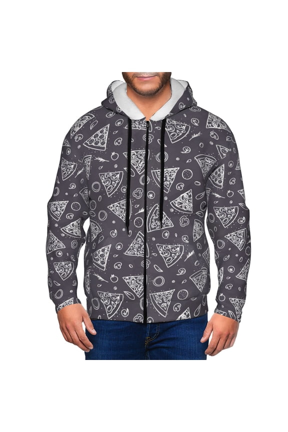 Zip Up Hoodies for Men - Cute Retro Pizza Long Sleeve Comfrt Men'S Fashion Hoodies & Sweatshirts, Jackets for Men Hoodies Pullover Clothing Clothes with Pouch