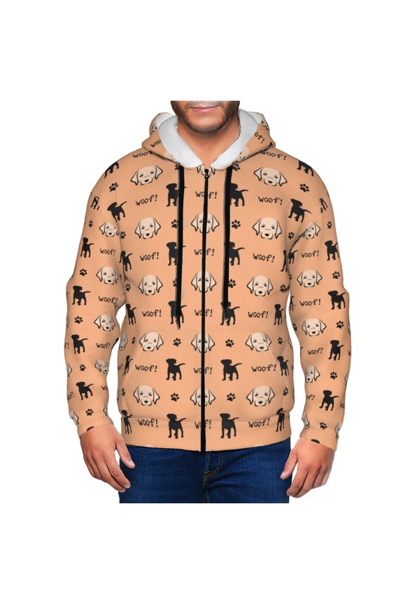 Zip Up Hoodies for Men - Cute Silhouette Dog Sketch Long Sleeve Comfrt Men'S Fashion Hoodies & Sweatshirts, Jackets for Men Hoodies Pullover Clothing Clothes with Pouch