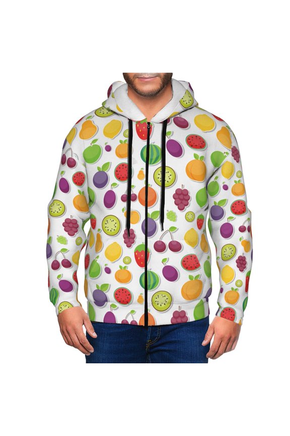 Zip Up Hoodies for Men - Cute colorful fruits Long Sleeve Comfrt Men'S Fashion Hoodies & Sweatshirts, Jackets for Men Hoodies Pullover Clothing Clothes with Pouch