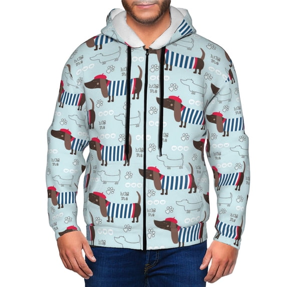 Zip Up Hoodies for Men - Dachshund Dog Puppy No.1010 Long Sleeve Comfrt Men'S Fashion Hoodies & Sweatshirts, Jackets for Men Hoodies Pullover Clothing Clothes with Pouch