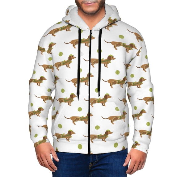 Zip Up Hoodies for Men - Dachshund Dog Puppy No.1018 Long Sleeve Comfrt Men'S Fashion Hoodies & Sweatshirts, Jackets for Men Hoodies Pullover Clothing Clothes with Pouch