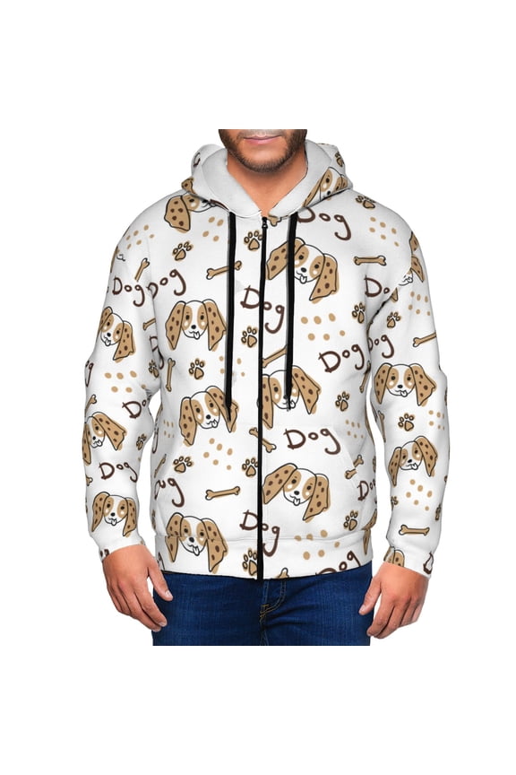 Zip Up Hoodies for Men - Dalmatian Dog Cartoon Long Sleeve Comfrt Men'S Fashion Hoodies & Sweatshirts, Jackets for Men Hoodies Pullover Clothing Clothes with Pouch