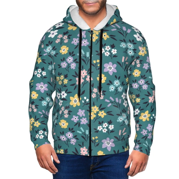 Zip Up Hoodies for Men - Floral print C Long Sleeve Comfrt Men'S Fashion Hoodies & Sweatshirts, Jackets for Men Hoodies Pullover Clothing Clothes with Pouch