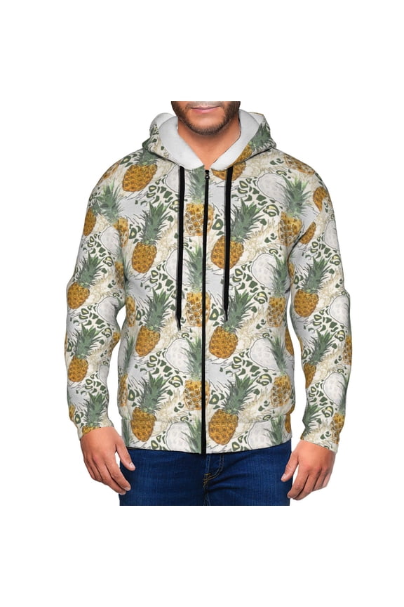 Zip Up Hoodies for Men - Fruit Pineapples Long Sleeve Comfrt Men'S Fashion Hoodies & Sweatshirts, Jackets for Men Hoodies Pullover Clothing Clothes with Pouch