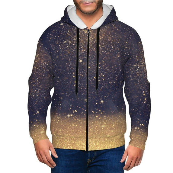 Zip Up Hoodies for Men - Gold Black Glitter Long Sleeve Comfrt Men'S Fashion Hoodies & Sweatshirts, Jackets for Men Hoodies Pullover Clothing Clothes with Pouch
