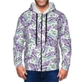 thumbnail image 1 of Zip Up Hoodies for Men - Green Leaves Lavender Flowers Long Sleeve Comfrt Men'S Fashion Hoodies & Sweatshirts, Jackets for Men Hoodies Pullover Clothing Clothes with Pouch, 1 of 5
