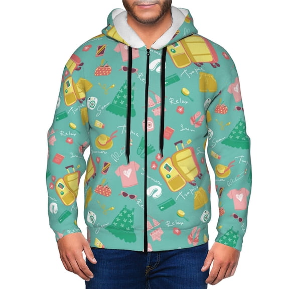 Zip Up Hoodies for Men - Happy summer Long Sleeve Comfrt Men'S Fashion Hoodies & Sweatshirts, Jackets for Men Hoodies Pullover Clothing Clothes with Pouch