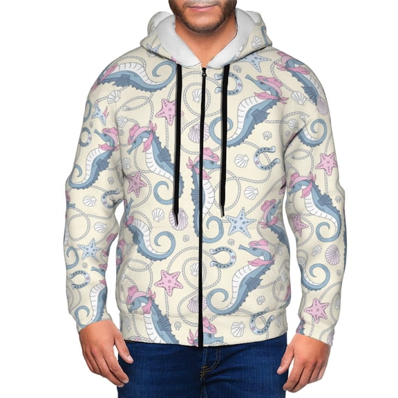 Zip Up Hoodies for Men - Howdy sea horse cowboy western Long Sleeve Comfrt Men'S Fashion Hoodies & Sweatshirts, Jackets for Men Hoodies Pullover Clothing Clothes with Pouch