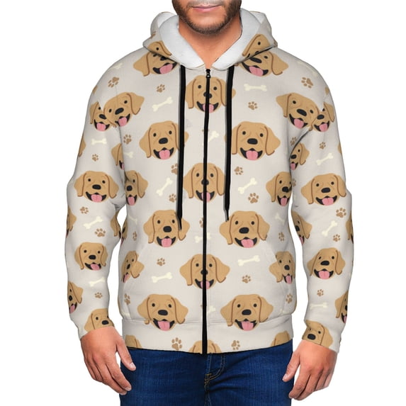 Zip Up Hoodies for Men - Joyous Labrador Retriever Dog Long Sleeve Comfrt Men'S Fashion Hoodies & Sweatshirts, Jackets for Men Hoodies Pullover Clothing Clothes with Pouch