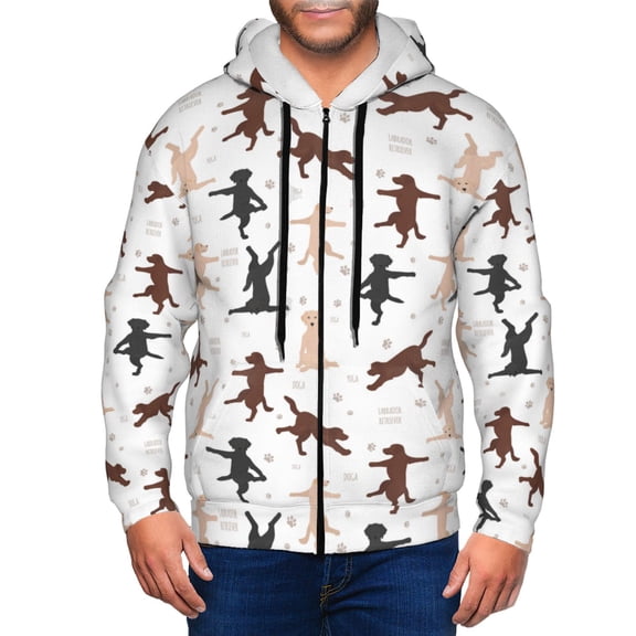 Zip Up Hoodies for Men - Labrador Retriever Dog Dance Long Sleeve Comfrt Men'S Fashion Hoodies & Sweatshirts, Jackets for Men Hoodies Pullover Clothing Clothes with Pouch