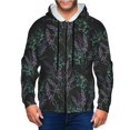 thumbnail image 1 of Zip Up Hoodies for Men - Lavender Flowers Black Long Sleeve Comfrt Men'S Fashion Hoodies & Sweatshirts, Jackets for Men Hoodies Pullover Clothing Clothes with Pouch, 1 of 5