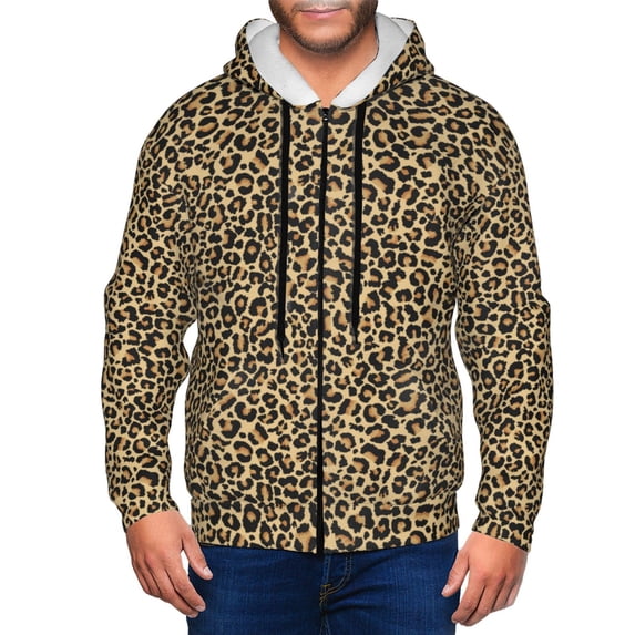 Zip Up Hoodies for Men - Leopard Print Long Sleeve Comfrt Men'S Fashion Hoodies & Sweatshirts, Jackets for Men Hoodies Pullover Clothing Clothes with Pouch