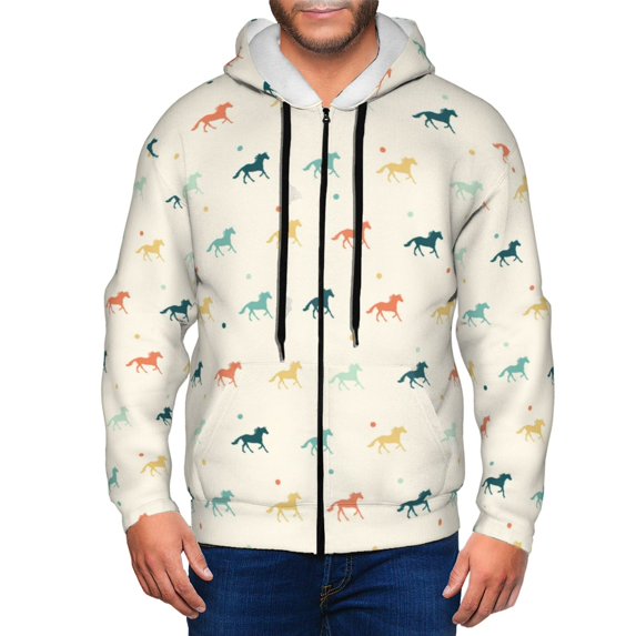 Zip Up Hoodies for Men - Minimalist Multicolor Horse_A Long Sleeve Comfrt Men'S Fashion Hoodies & Sweatshirts, Jackets for Men Hoodies Pullover Clothing Clothes with Pouch