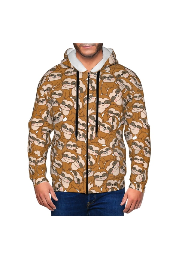 Zip Up Hoodies for Men - Monkey Sloth Long Sleeve Comfrt Men'S Fashion Hoodies & Sweatshirts, Jackets for Men Hoodies Pullover Clothing Clothes with Pouch