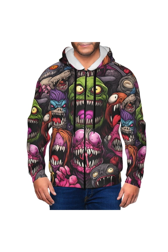 Zip Up Hoodies for Men - Monstrous Cartoon Characters Long Sleeve Comfrt Men'S Fashion Hoodies & Sweatshirts, Jackets for Men Hoodies Pullover Clothing Clothes with Pouch