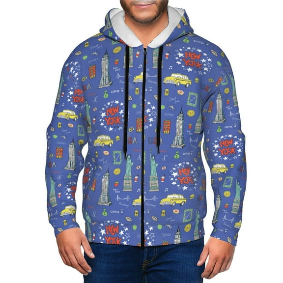 Zip Up Hoodies for Men - New-York City Long Sleeve Comfrt Men'S Fashion Hoodies & Sweatshirts, Jackets for Men Hoodies Pullover Clothing Clothes with Pouch