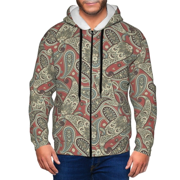 Zip Up Hoodies for Men - Paisley Pattern No.9068 Long Sleeve Comfrt Men'S Fashion Hoodies & Sweatshirts, Jackets for Men Hoodies Pullover Clothing Clothes with Pouch