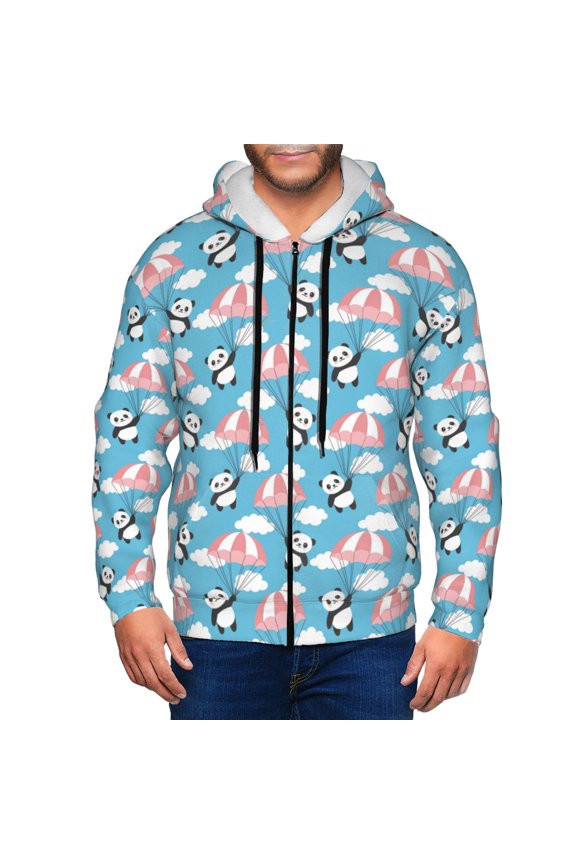 Zip Up Hoodies for Men - Panda Flying in the Sky Long Sleeve Comfrt Men'S Fashion Hoodies & Sweatshirts, Jackets for Men Hoodies Pullover Clothing Clothes with Pouch